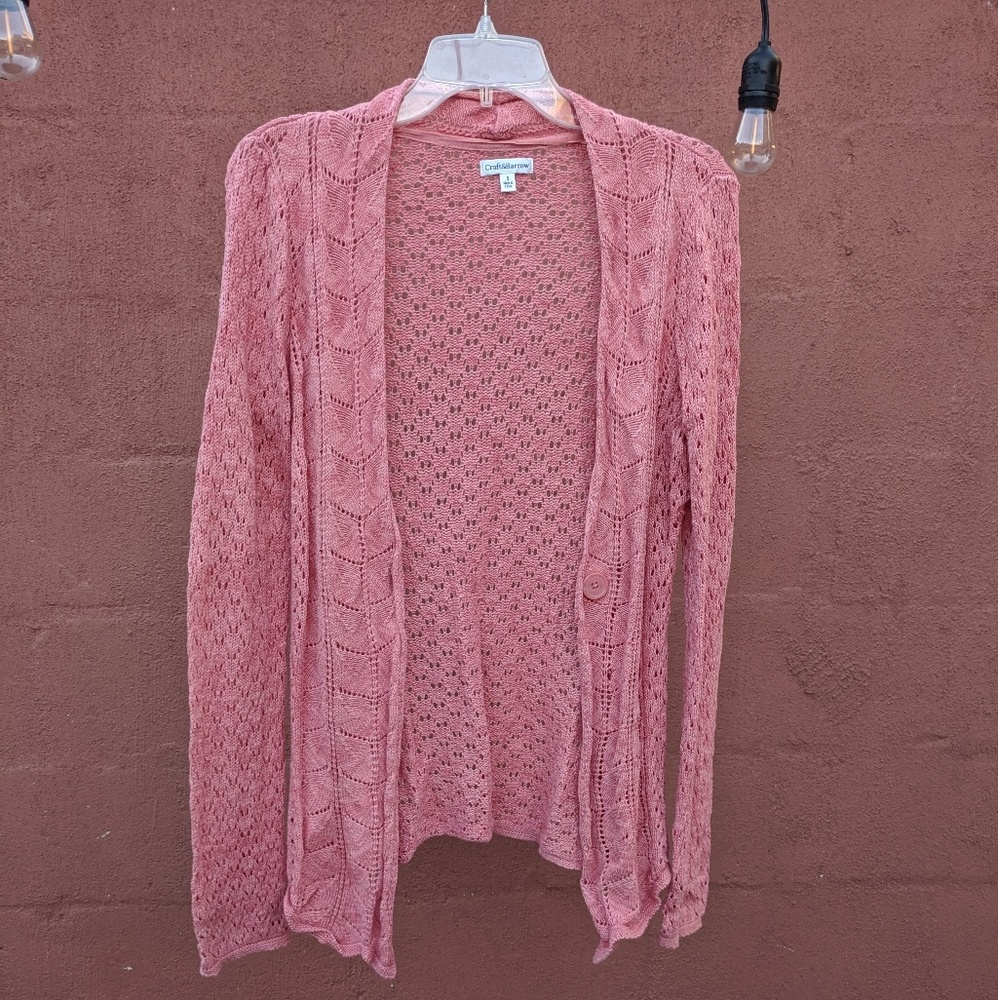 Pink Crochet Cardigan